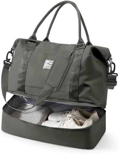 Vista 9 de VECAVE Bolsa de viaje para mujer, bolsa deportiva para gimnasio, E20-Púrpura profundo, Grande, Bolsa de viaje