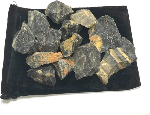 Vista 2 de Ónix negro áspero, grande de 1 pulgada + piezas crudas (1 libra)