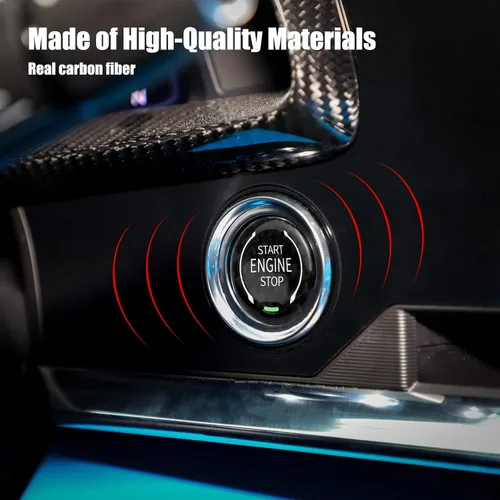 Vista 2 de Botón de arranque de fibra de carbono, botón de encendido y parada del motor, cubierta de encendido Compatible con Chevy Corvette C8 2020 2021 2022