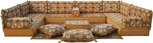 Vista 52 de arabicsofa Sofás seccionales en U hechos a mano – Asientos tradicionales en el suelo estilo Jalsa árabe
