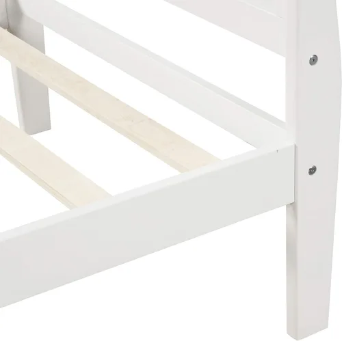 Vista 7 de Knocbel Base de cama de plataforma de madera con cabecera y estribo de trineo, capacidad de 200 libras, tamaño individual (blanco)