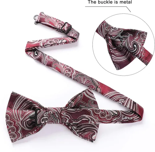 Vista 4 de HISDERN 36 Pack Bow Ties for Men Paisley Plaid Dot Pre-Tie Bow Tie and Pocket Square Bowties Handkerchief Set Adjustable