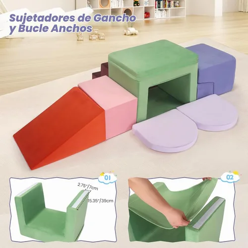 Vista 6 de Lischwert Bloques de Espuma para Escalar para Niños Pequeños de 1-3 años, Juego Suave con Juguetes de Exploración para Gatear, Bloques Seguros