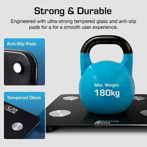 Vista 8 de Active Era Báscula digital Bluetooth de baño para peso y grasa corporal, báscula de pista de ajuste que calcula el IMC, el porcentaje de grasa