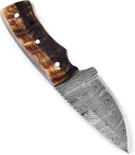 Vista 3 de Poshland BC-69 Cuchillo Skiner de Acero de Damasco Hecho a Mano de 5.50 Pulgadas Full Tang