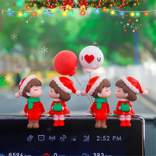 Vista 9 de Lindos adornos para parejas, bonita decoración de automóvil, bonita decoración de automóvil para pareja, figura de acción, adorno navideño para 1