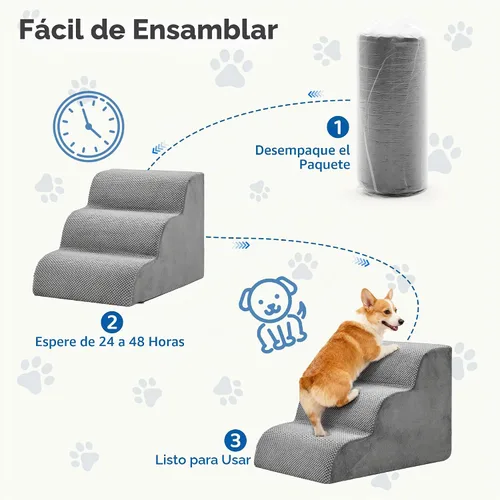 Vista 6 de DUMOS Escaleras para perros y gatos pequeños, escalones curvados de 3