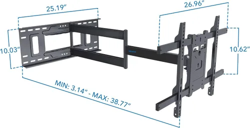 Vista 8 de Mount-It! Soporte de TV de brazo largo, soporte de pared largo de movimiento completo con extensión de 38.5 pulgadas, soporte de pared para TV se