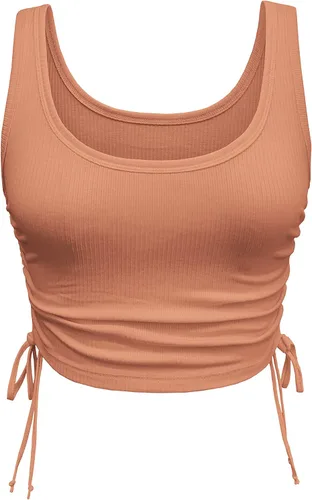 Vista 2 de Lizstud Camiseta corta sin mangas para mujer, sexy, básica, fruncida, ajustada, sin mangas
