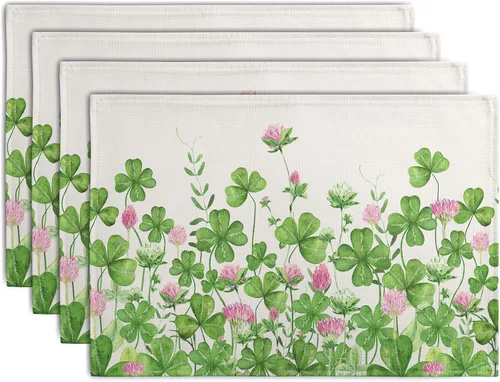 Vista 65 de Juego de 4 manteles individuales del 4 de julio, manteles individuales patrióticos florales con cruces y estrellas del Día de la Independencia y Día