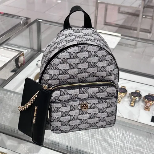Vista 5 de Michael Kors Maisie XS 2IN1 Mochila Cartera Bolso Jacquard Cuero Negro
