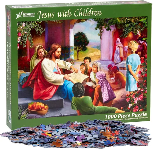 Vista 4 de Vermont Christmas Company Rompecabezas de Jesús con niños 1000 piezas