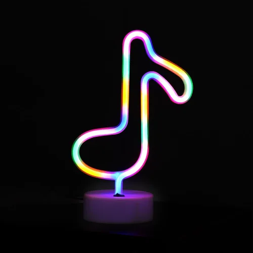 Vista 4 de GUOCHENG Letrero de neón con forma de notas musicales, luz nocturna LED de neón con batería y alimentada por USB, lámparas de iluminación creativas