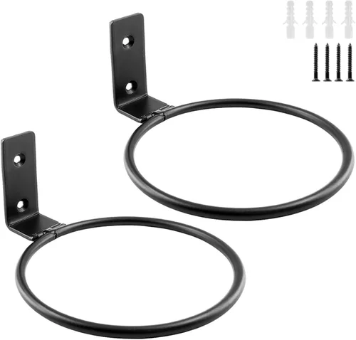 Vista 9 de Jiozermi Paquete de 2 anillos para macetas de 4 pulgadas, soporte de maceta montado en la pared, uso en interiores, negro mate, capacidad de 40