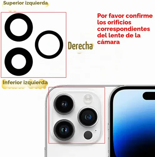 Vista 4 de 14 Pro/14 Pro Max Reemplazo de vidrio para lente de cámara trasera para iPhone 14 Pro para iPhone 14 Pro Max Reemplazo de vidrio de cámara con kits