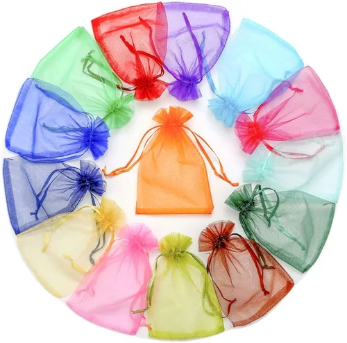 Vista 15 de ATCG 50 bolsas de organza grandes con cordón de 8 x 12 pulgadas, decoración de festivales, bodas, fiestas, bolsas de maquillaje (azul aguamarina)