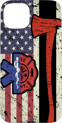 Vista 9 de Funda para iPhone 16 EMT Firefighter American Flag Patriot Paramedic Firefighter
