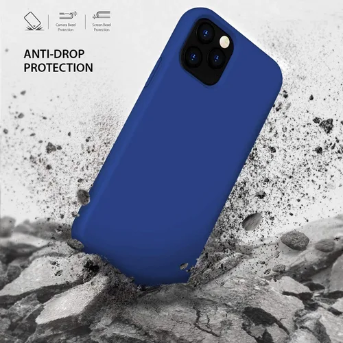 Vista 4 de ZUSLAB Funda de silicona nano compatible con Apple iPhone 12 / iPhone 12 Pro, goma de silicona líquida a prueba de golpes, cubierta suave de Azul