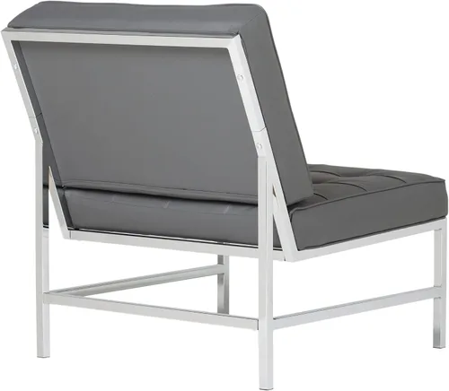 Vista 9 de Silla Ashlar Modern Accent en piel mezclada, cromo/gris