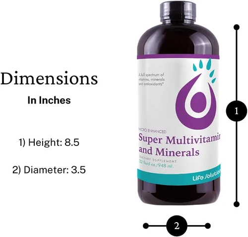 Vista 3 de Life Solutions Super Multivitaminas y Minerales, Alta Potencia, 32 oz