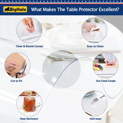 Vista 3 de Protector de mesa de madera para muebles, manteles de plástico transparente lavable, funda protectora para escritorio, vinilo de PVC, protector