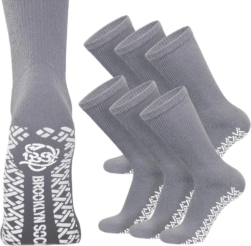 Vista 10 de Calcetines Brooklyn de algodón antideslizantes para diabéticos con neuropatía, sin apretar, control de tracción, paquete múltiple Negro - 12 pares