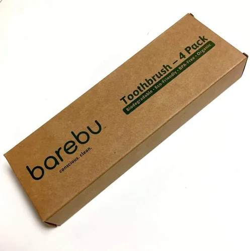 Vista 4 de Cepillo de dientes ecológico de bambú natural, orgánico, sin BPA y duradero con mango ergonómico (paquete de 4: cerdas de nailon duro)