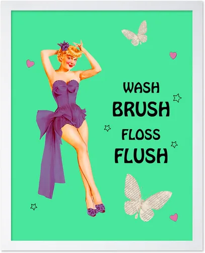 Vista 26 de Poster Master Pin Up Girl Poster - Better Late Than Ugly Print - Butterfly Art - Modern Art - Trendy Art - Gift for Men & Women - Funny Decor for
