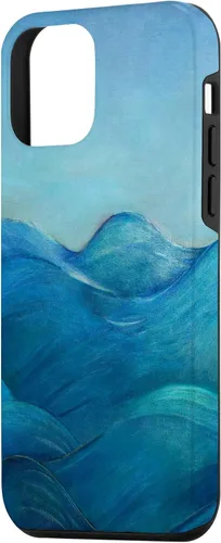 Vista 2 de Funda para iPhone 12 mini Blue Waves and Skies Relaxing Ocean Coastal design