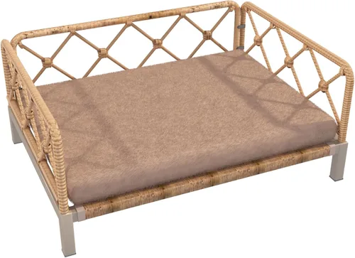 Vista 8 de Camas elevadas impermeables para perros con soporte de espuma para huevos, cama para mascotas, sofá cama para perros al aire libre, sofá cama Marrón