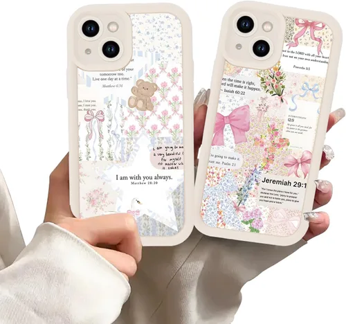 Vista 37 de Paquete de 2 fundas protectoras para iPhone 8 Plus/7 Plus de 5.5 pulgadas con collage de versículos bíblicos de Jesús para mujeres y niñas, diseño