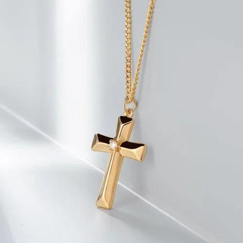 Vista 61 de Fettero - Collar con dije de cruz de fe, chapado en oro de 14 K, cadena fina, minimalista, simple, pequeña, para oración, regalo de joyería religiosa