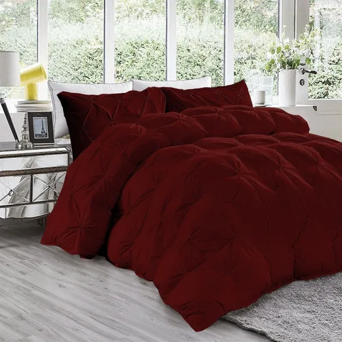 Vista 5 de Juego de edredón plisado de 3 piezas de 21.16 oz/m² para todas las estaciones (edredón + 2 fundas de almohada), relleno de edredón de algodón
