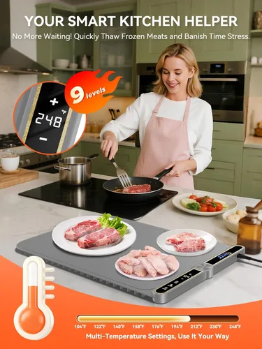Vista 2 de Tapete de calentamiento de alimentos, 9 modos de temperatura y alambre de calefacción eléctrico mejorado, calefacción de superficie completa, tapete