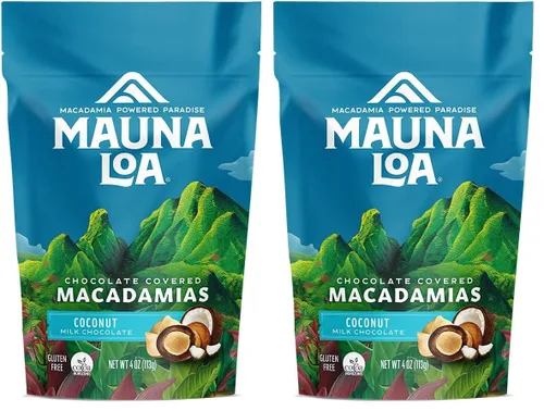 Vista 8 de Mauna Loa Nueces de macadamia cubiertas de chocolate premium, chocolate con leche y coco, bolsa de 4 onzas (paquete de 1)