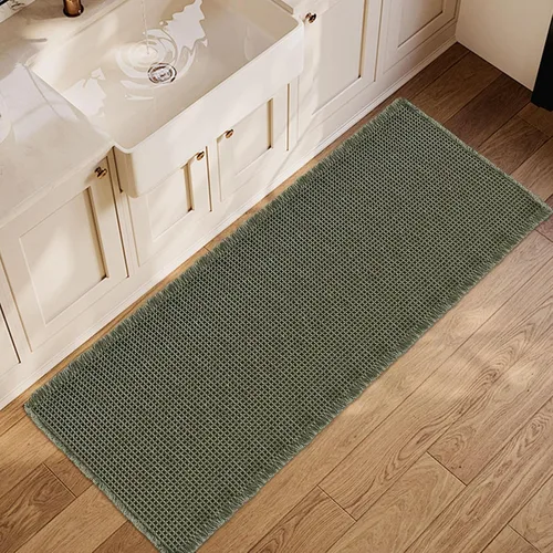 Vista 29 de ZALL - Tapete de baño de punto gofre beige, súper absorbente, antideslizante, largo, color crema, 24 x 72 pulgadas, lavable a máquina, ultra suave