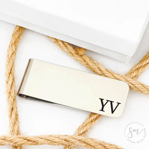 Vista 3 de Iniciales Clip de Dinero Personalizada Billetera Dinero Cartera de Dinero Personal Iniciales Hijo Marido Abuelo Clip de Dinero Iniciales Hombre