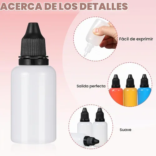 Vista 3 de Tioncy 100 botellas de plástico con cuentagotas de 1.0 fl oz, botellas de líquido exprimibles a granel con tapas a prueba de fugas, cuentagotas