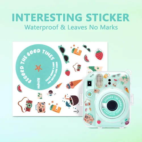Vista 3 de Funda rígida transparente mejorada con adhesivo de bricolaje para cámara instantánea Fujifilm Instax Mini 12, funda transparente Instax Mini 12