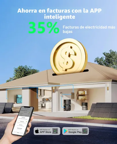 Vista 6 de GROWATT HELIOS 3600 Estación de energía portátil, batería LFP de 3600 Wh, expandible a salida de CA de 240 V/7200 W, hasta 36 kWh, generador