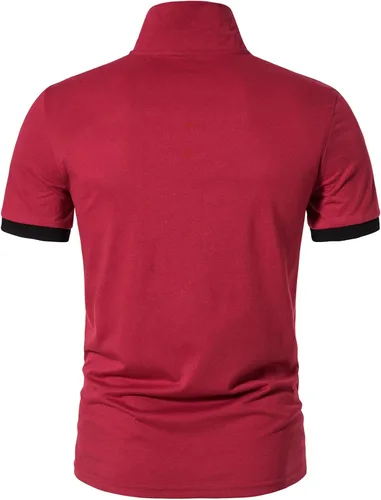 Vista 4 de A WATERWANG Polo de manga corta para hombre de algodón ajustado diseño básico