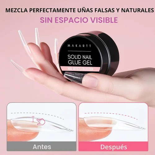 Vista 8 de Makartt Gel de pegamento sólido para uñas a presión y puntas transparentes