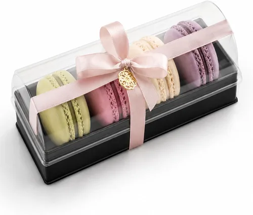 Vista 9 de Pastry Chef's Boutique - Cajas de regalo pequeñas de plástico transparente para macarons franceses - Capacidad para 2 macarons - Tamaño de cavidad