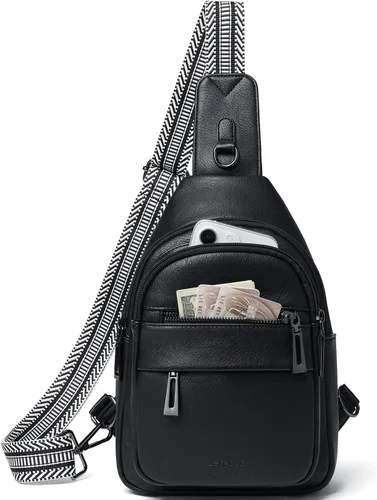 Vista 12 de Leresas Bolso bandolera de 7L para mujer, bolso cruzado, riñoneras, de cuero vegano, bolso de pecho de moda, de viaje, antirrobo