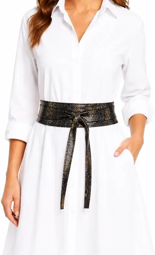 Vista 13 de Cinturón Obi de cuero para mujer, cintura ancha de 3 pulgadas, hecho a mano Beige