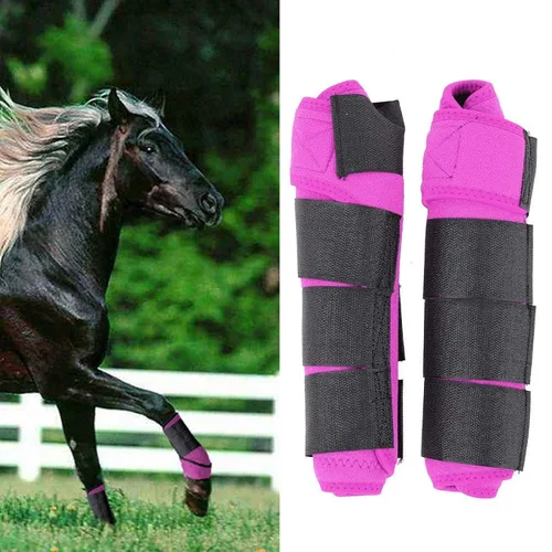 Vista 3 de OUKENS Botas para el cuidado del caballo, 1 par ajustable transpirable suave tela elástica caballo férula pierna bota de protección, soporte