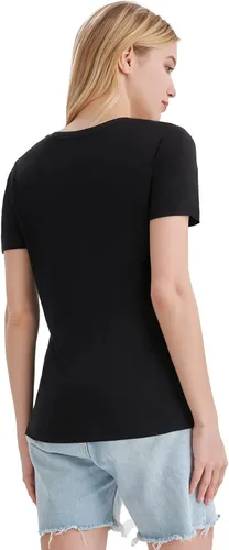 Vista 6 de Merino Protect Camisetas 100% de lana merino para mujer, cuello redondo, manga corta, resistencia al olor, capa base, viajes, senderismo, camiseta