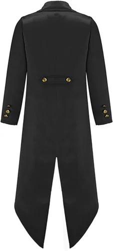 Vista 2 de CHICTRY Chamarra estilo steampunk renacentista para niños grandes, abrigos de vampiro pirata, abrigos de Halloween