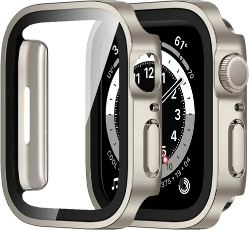 Vista 10 de Amizee Paquete de 2 fundas compatibles con Apple Watch de 1.575 pulgadas Series 6/5/4/SE con protector de pantalla integrado, carcasa rígida