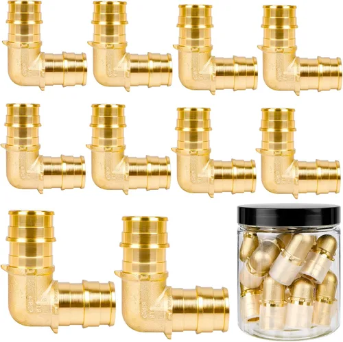 Vista 15 de PEX-A - Paquete combinado de accesorios de expansión – 1/2 pulgada en T y codo, paquete de 10 (5 T + 5 codos), latón sin plomo, compatible